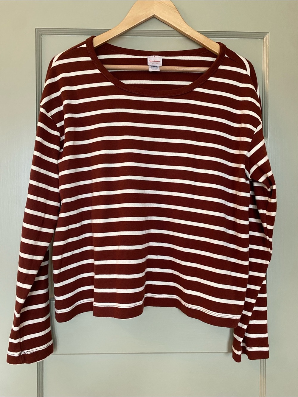 Hanna Andersson 100% Organic Cotton Rust/White Stripe Wide Leg Pajama Set Size M
